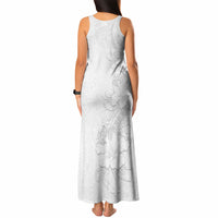 American Samoa White Sunday Tank Maxi Dress Polynesian Pattern With Tropical Flowers LT05 - Polynesian Pride
