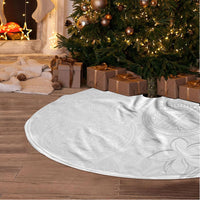 American Samoa White Sunday Tree Skirt Polynesian Pattern With Tropical Flowers