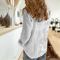 American Samoa White Sunday Women Casual Shirt Polynesian Pattern With Tropical Flowers LT05 - Polynesian Pride
