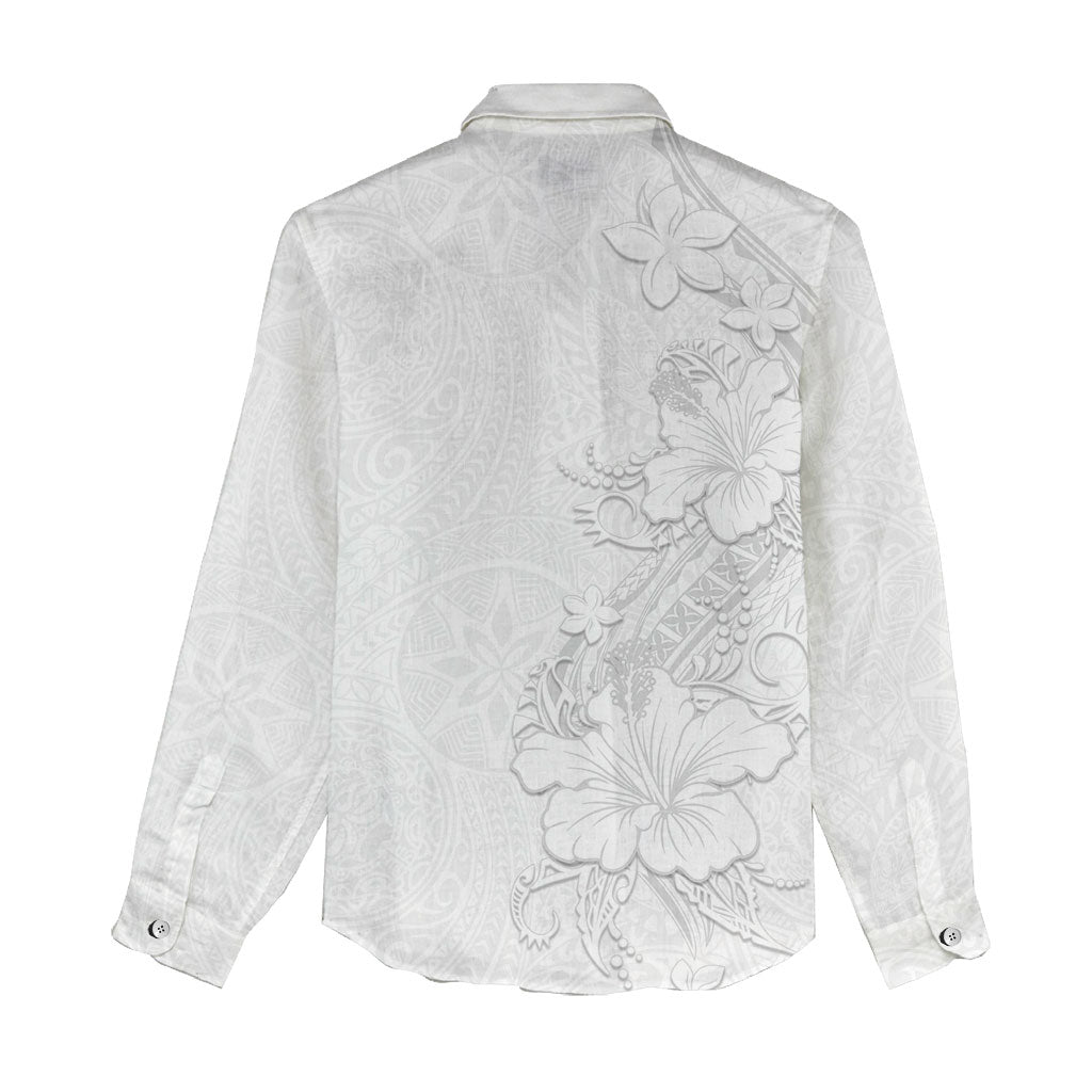 American Samoa White Sunday Women Casual Shirt Polynesian Pattern With Tropical Flowers LT05 - Polynesian Pride