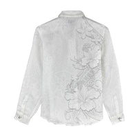 American Samoa White Sunday Women Casual Shirt Polynesian Pattern With Tropical Flowers LT05 - Polynesian Pride