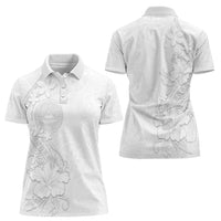 American Samoa White Sunday Women Polo Shirt Polynesian Pattern With Tropical Flowers LT05 - Polynesian Pride