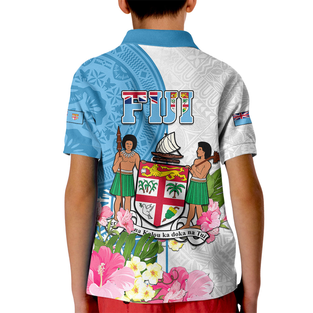 Fiji Day Kid Polo Shirt Tanoa Hibiscus Fijian Tapa Masi Pattern LT05 - Polynesian Pride