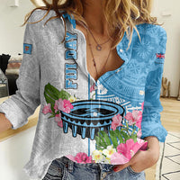 Fiji Day Women Casual Shirt Tanoa Hibiscus Fijian Tapa Masi Pattern LT05 Female White - Polynesian Pride