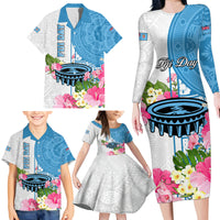 Personalized Fiji Day Family Matching Long Sleeve Bodycon Dress and Hawaiian Shirt Tanoa Hibiscus Fijian Tapa Masi Pattern LT05 - Polynesian Pride