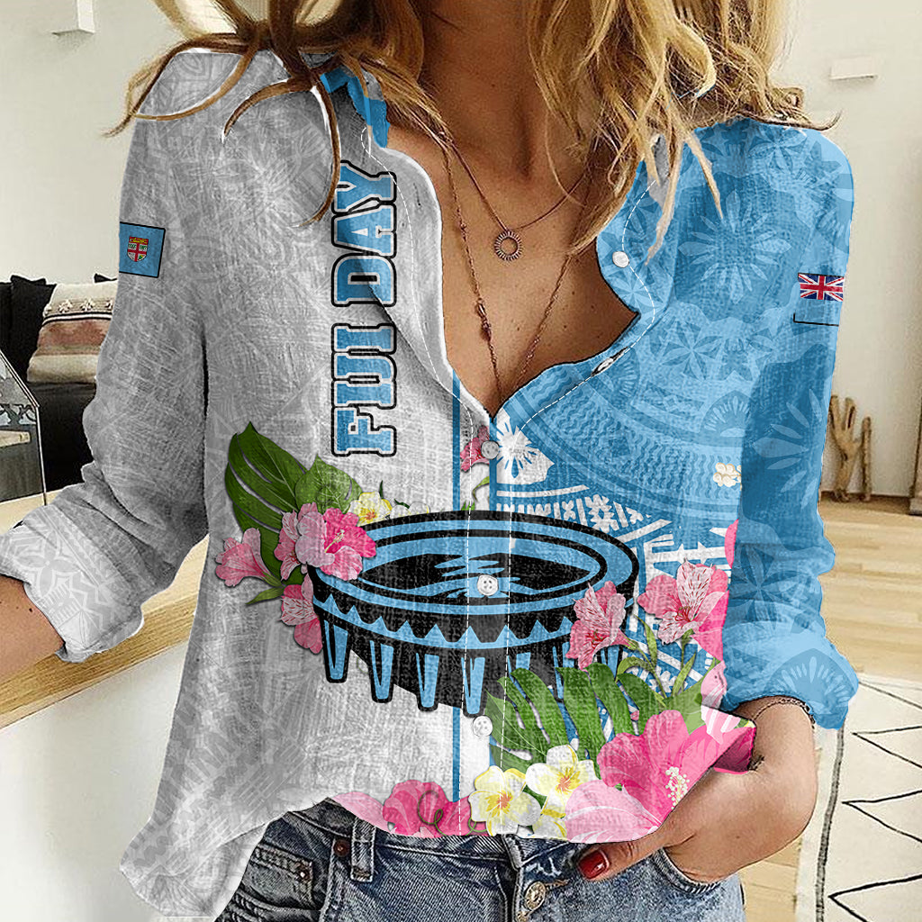 Personalized Fiji Day Women Casual Shirt Tanoa Hibiscus Fijian Tapa Masi Pattern LT05 Female White - Polynesian Pride