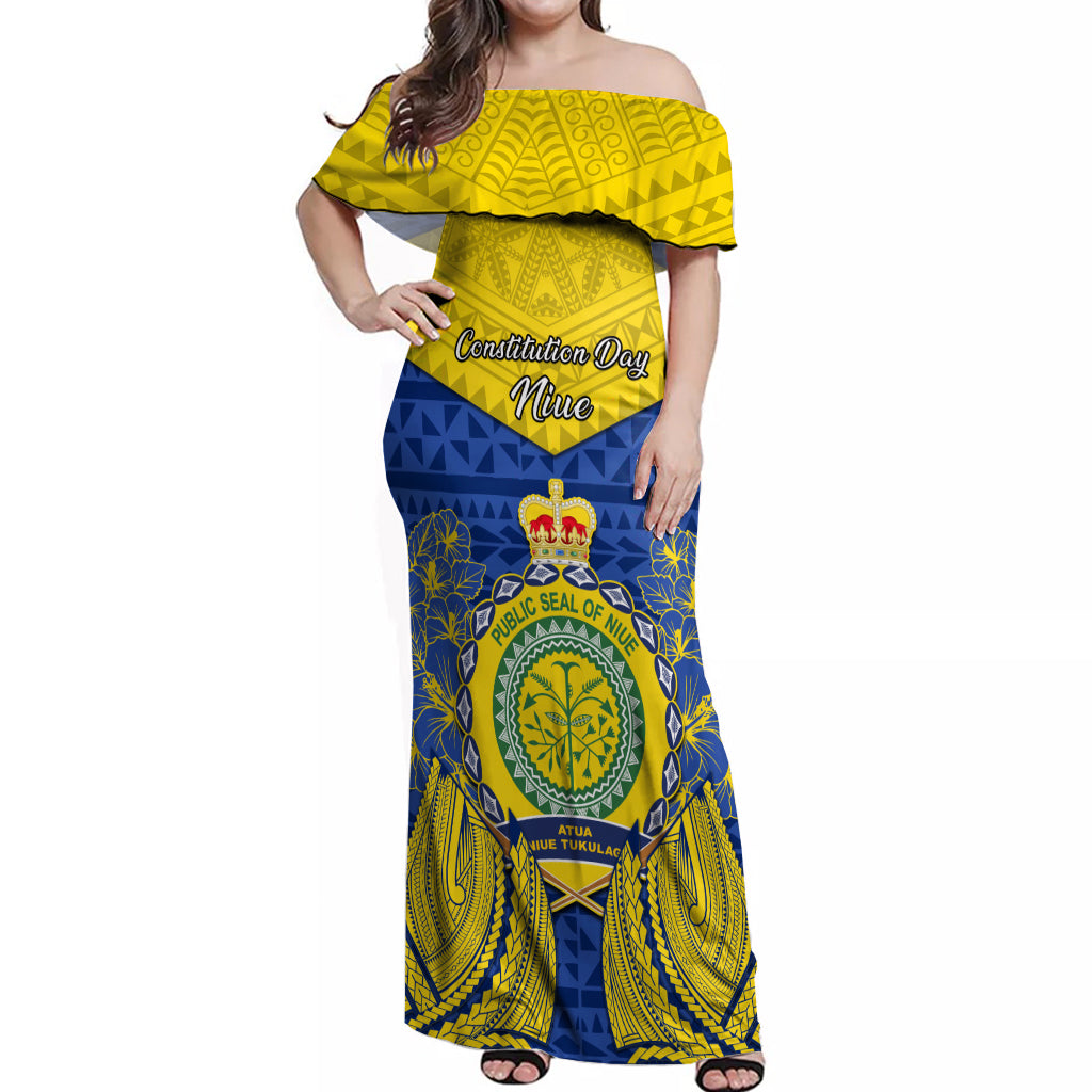 niue-constitution-day-off-shoulder-maxi-dress-coat-of-arms-niuean-hiapo-pattern