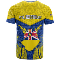 Niue Constitution Day T Shirt Coat Of Arms Niuean Hiapo Pattern LT05 - Polynesian Pride
