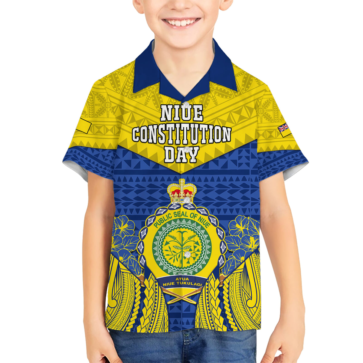 personalized-niue-constitution-day-hawaiian-shirt-coat-of-arms-niuean-hiapo-pattern