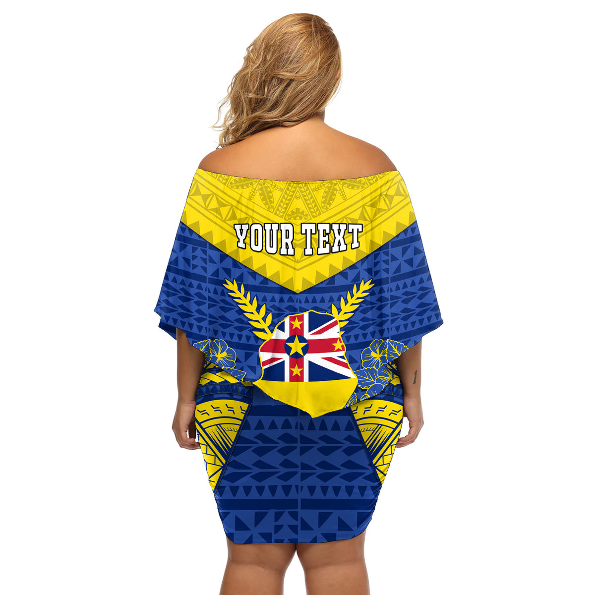 personalized-niue-constitution-day-off-shoulder-short-dress-coat-of-arms-niuean-hiapo-pattern