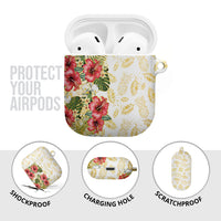 Hawaii Discoverers Day AirPods Case Tropical Hibiscus Glitter White LT05 - Polynesian Pride