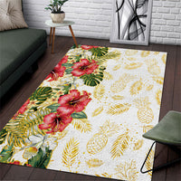 Hawaii Discoverers Day Area Rug Tropical Hibiscus Glitter White LT05 White - Polynesian Pride