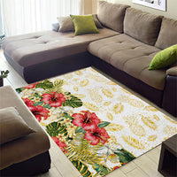 Hawaii Discoverers Day Area Rug Tropical Hibiscus Glitter White LT05 - Polynesian Pride