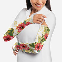 Hawaii Discoverers Day Arm Sleeves Tropical Hibiscus Glitter White LT05 - Polynesian Pride