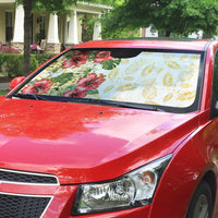 Hawaii Discoverers Day Auto Sun Shade Tropical Hibiscus Glitter White LT05 - Polynesian Pride