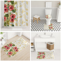 Hawaii Discoverers Day Bathroom Set Tropical Hibiscus Glitter White LT05 - Polynesian Pride