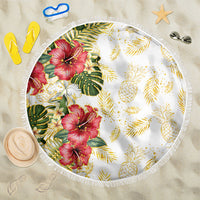 Hawaii Discoverers Day Beach Blanket Tropical Hibiscus Glitter White LT05 One Size 150cm White - Polynesian Pride