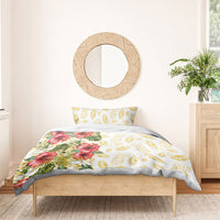 Hawaii Discoverers Day Bedding Set Tropical Hibiscus Glitter White LT05 - Polynesian Pride
