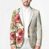 Hawaii Discoverers Day Blazer Tropical Hibiscus Glitter White LT05 - Polynesian Pride