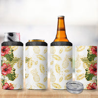 Hawaii Discoverers Day 4 in 1 Can Cooler Tumbler Tropical Hibiscus Glitter White LT05 - Polynesian Pride
