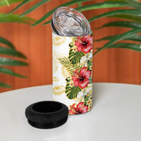 Hawaii Discoverers Day 4 in 1 Can Cooler Tumbler Tropical Hibiscus Glitter White LT05 - Polynesian Pride