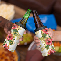 Hawaii Discoverers Day 4 in 1 Can Cooler Tumbler Tropical Hibiscus Glitter White LT05 - Polynesian Pride