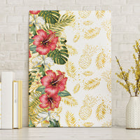 Hawaii Discoverers Day Canvas Wall Art Tropical Hibiscus Glitter White LT05 Without Frame White - Polynesian Pride
