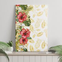 Hawaii Discoverers Day Canvas Wall Art Tropical Hibiscus Glitter White LT05 - Polynesian Pride