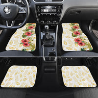 Hawaii Discoverers Day Car Mats Tropical Hibiscus Glitter White LT05 Set 4pcs White - Polynesian Pride