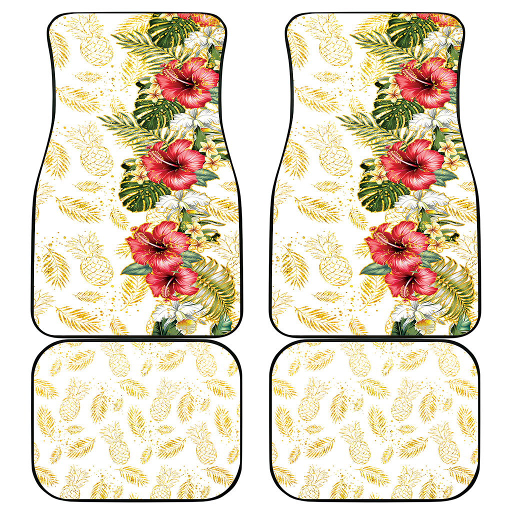 Hawaii Discoverers Day Car Mats Tropical Hibiscus Glitter White LT05 - Polynesian Pride