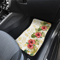 Hawaii Discoverers Day Car Mats Tropical Hibiscus Glitter White LT05 - Polynesian Pride