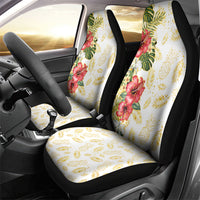 Hawaii Discoverers Day Car Seat Cover Tropical Hibiscus Glitter White LT05 - Polynesian Pride