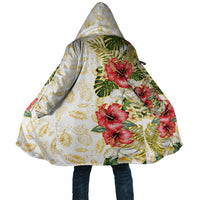 Hawaii Discoverers Day Cloak Tropical Hibiscus Glitter White LT05 Unisex White - Polynesian Pride
