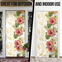 Hawaii Discoverers Day Door Cover Tropical Hibiscus Glitter White LT05 - Polynesian Pride