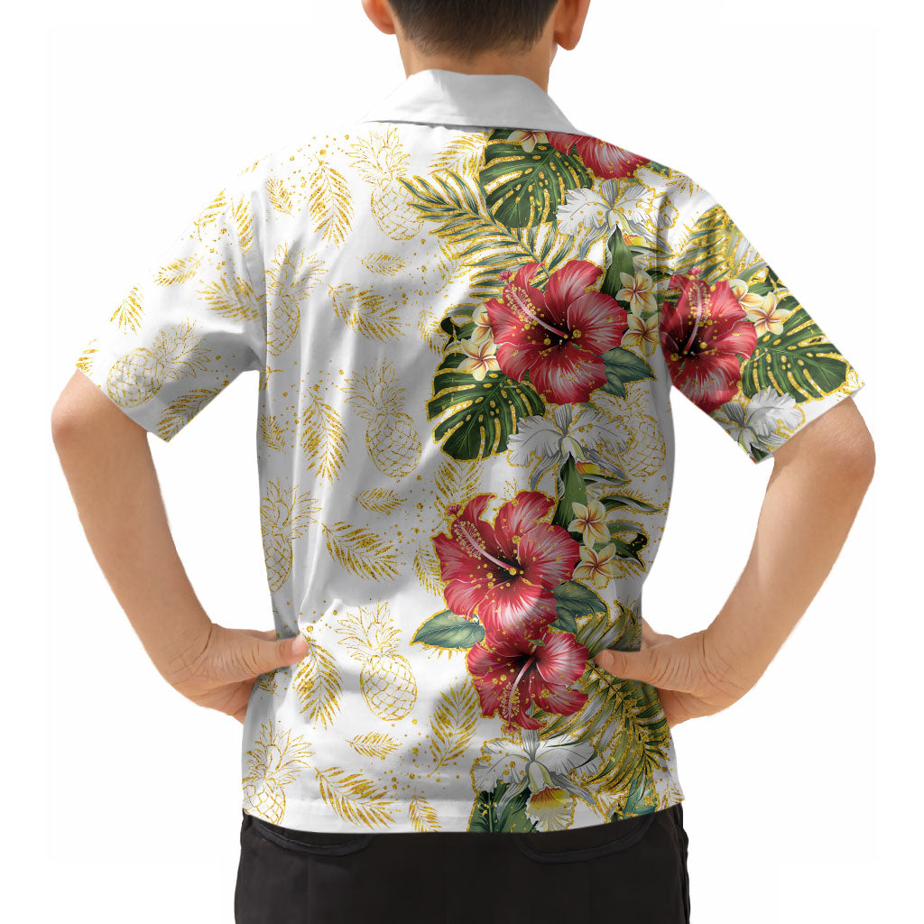Hawaii Discoverers Day Hawaiian Shirt Tropical Hibiscus Glitter White LT05 - Polynesian Pride
