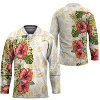 Hawaii Discoverers Day Hockey Jersey Tropical Hibiscus Glitter White LT05 - Polynesian Pride