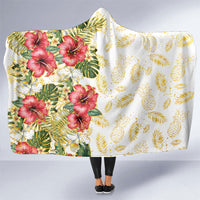 Hawaii Discoverers Day Hooded Blanket Tropical Hibiscus Glitter White LT05 One Size White - Polynesian Pride