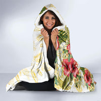Hawaii Discoverers Day Hooded Blanket Tropical Hibiscus Glitter White LT05 - Polynesian Pride