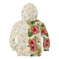 Hawaii Discoverers Day Kid Hoodie Tropical Hibiscus Glitter White LT05 - Polynesian Pride