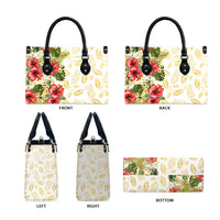 Hawaii Discoverers Day Leather Bag Tropical Hibiscus Glitter White LT05 - Polynesian Pride