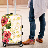 Hawaii Discoverers Day Luggage Cover Tropical Hibiscus Glitter White LT05 White - Polynesian Pride