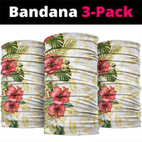 Hawaii Discoverers Day Neck Gaiter Tropical Hibiscus Glitter White LT05 package One Size: 25*50cm White - Polynesian Pride