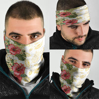 Hawaii Discoverers Day Neck Gaiter Tropical Hibiscus Glitter White LT05 - Polynesian Pride