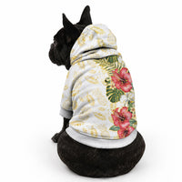 Hawaii Discoverers Day Pet Hoodie Tropical Hibiscus Glitter White LT05 - Polynesian Pride