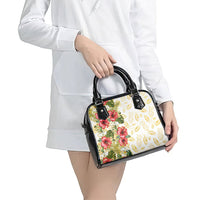 Hawaii Discoverers Day Shoulder Handbag Tropical Hibiscus Glitter White LT05 - Polynesian Pride