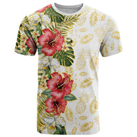 Hawaii Discoverers Day T Shirt Tropical Hibiscus Glitter White LT05 White - Polynesian Pride