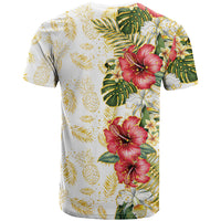 Hawaii Discoverers Day T Shirt Tropical Hibiscus Glitter White LT05 - Polynesian Pride