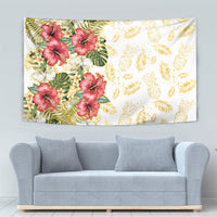 Hawaii Discoverers Day Tapestry Tropical Hibiscus Glitter White LT05 - Polynesian Pride