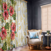 Hawaii Discoverers Day Window Curtain Tropical Hibiscus Glitter White LT05 - Polynesian Pride