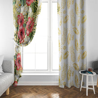 Hawaii Discoverers Day Window Curtain Tropical Hibiscus Glitter White LT05 - Polynesian Pride